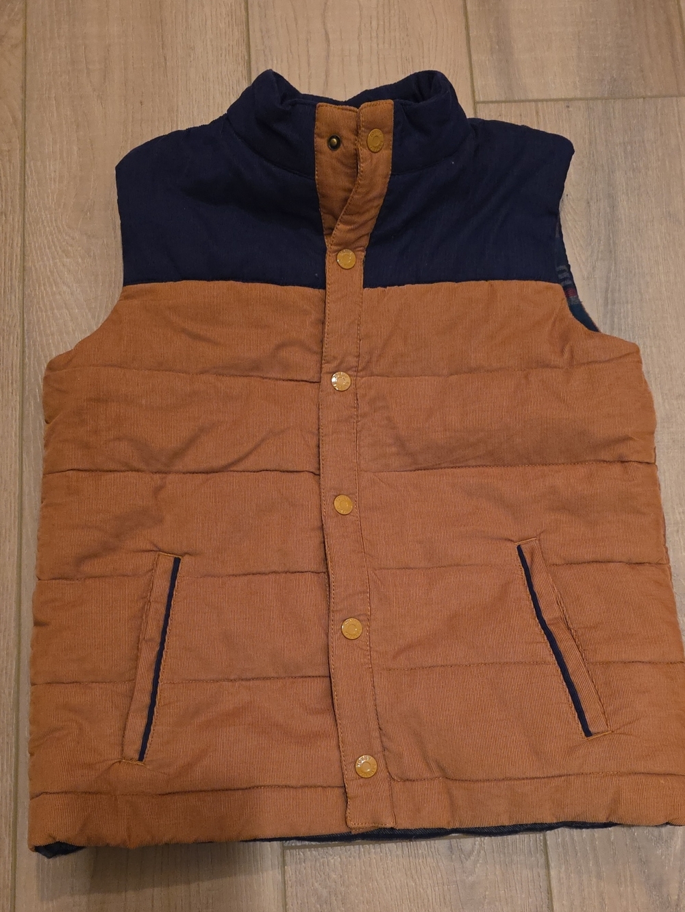 Tommy Bahama Boys Colorblock Puffer Vest Navy & Brown XL